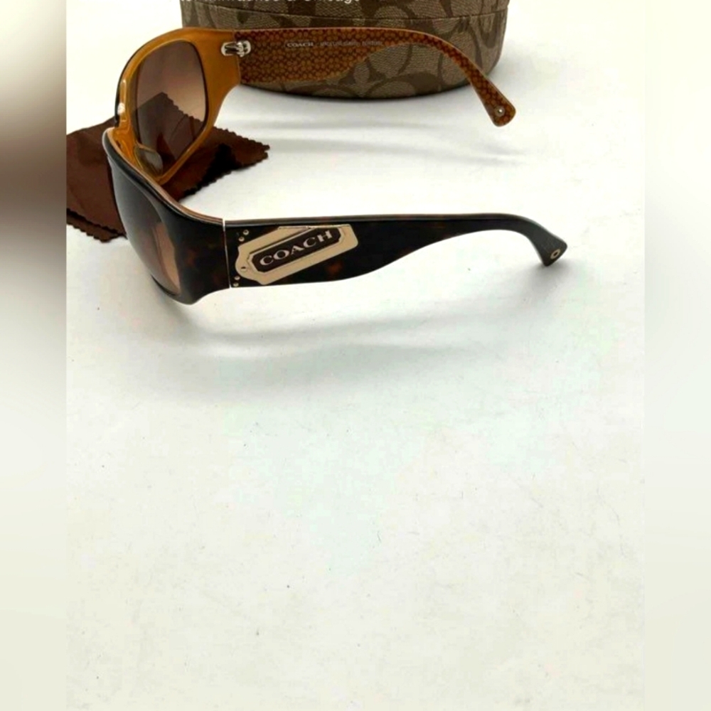 Coach Designer Tortoise Shell Brown Sunglasses + … - image 1